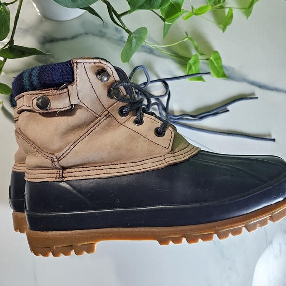 Northwest Territory Duck Boots Mens Size 8 Beige Insulated Leather Plaid Lined - Picture 9 of 10